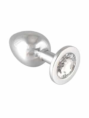 Rimba Edelstahl-Buttplug mit klarem Kristall (155g)