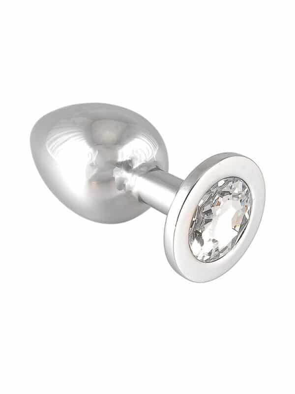 Rimba Edelstahl-Buttplug mit klarem Kristall (155g)