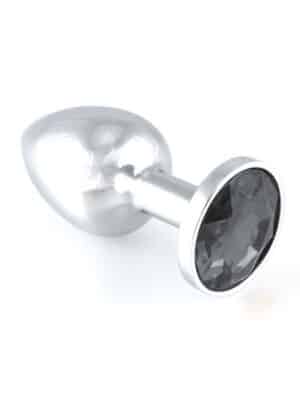 Rimba Edelstahl-Buttplug mit schwarzem Kristall (140g)