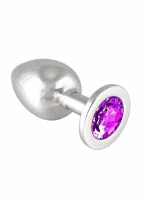 Rimba Edelstahl-Buttplug mit lila Kristall (360g)