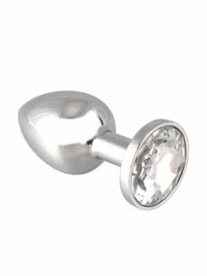 Rimba Edelstahl-Buttplug mit klarem Kristall (75g)