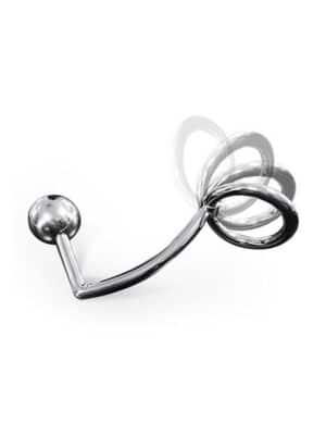 SinEros Anal Intruder: Edelstahl-Penis-/Hodenring (40mm) mit Analplug