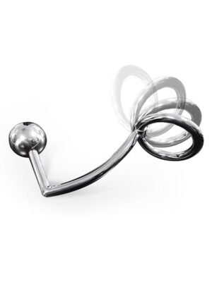 SinEros Anal Intruder: Edelstahl-Penis-/Hodenring (50mm) mit Analplug
