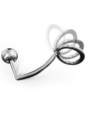 SinEros Anal Intruder: Edelstahl-Penis-/Hodenring (55mm) mit Analplug
