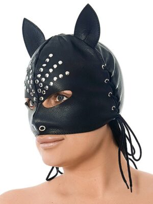 Rimba Leder-Kopfmaske mit Katzenohren