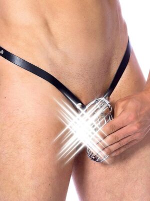 Rimba Leder-Keuschheitsgürtel mit abschließbarem Peniskäfig (One Size)