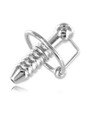 Black Label Black Label Stainless Steel Torpedo Penis Plug: Edelstahl-Eichelring mit Dilator
