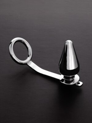 TRIUNE Triune Intruder with C-Ring: Edelstahl-Penis-/Hodenring mit Analplug (50mm)